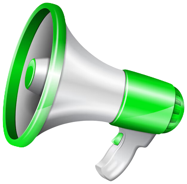 a green and white megaphone